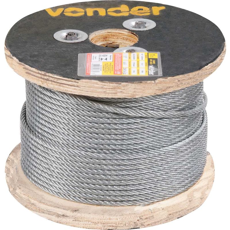 Cabo de aço galvanizado, alma de fibra, 9,53 mm - 3/8", 6 x 7