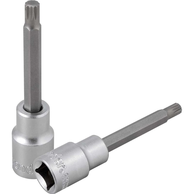 Soquete multidentado, longo, com encaixe de 1/2", M8