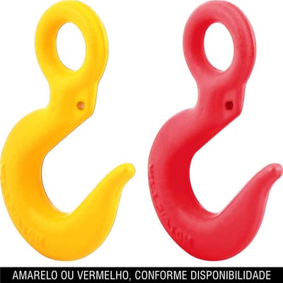 Gancho olhal em aço, 0,75 T - 1/4", sem trava, pintado