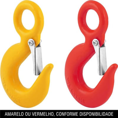Gancho de aço com olhal, 1,0 tonelada, 5/16", com trava