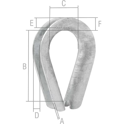 Anilha/sapatilho para cabo de aço, 19,10 mm - 3/4"
