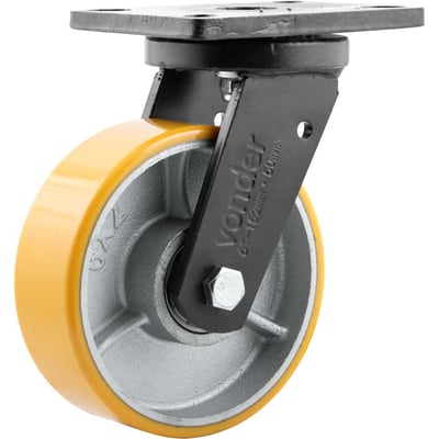 Rodízio giratório industrial 6", de poliuretano e ferro fundido