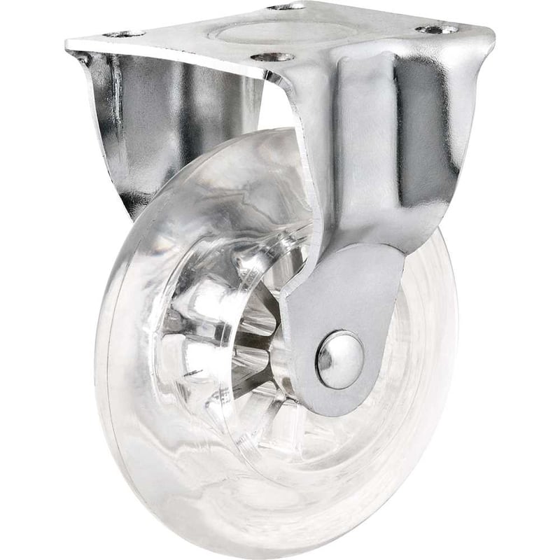 Rodízio fixo leve de poliuretano, 1.3/8", transparente