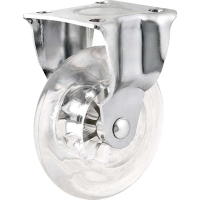 Rodízio fixo leve de poliuretano, 3", transparente