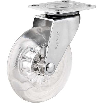 Rodízio giratório leve 3", de poliuretano, transparente