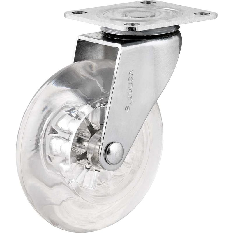Rodízio giratório leve 3", de poliuretano, transparente