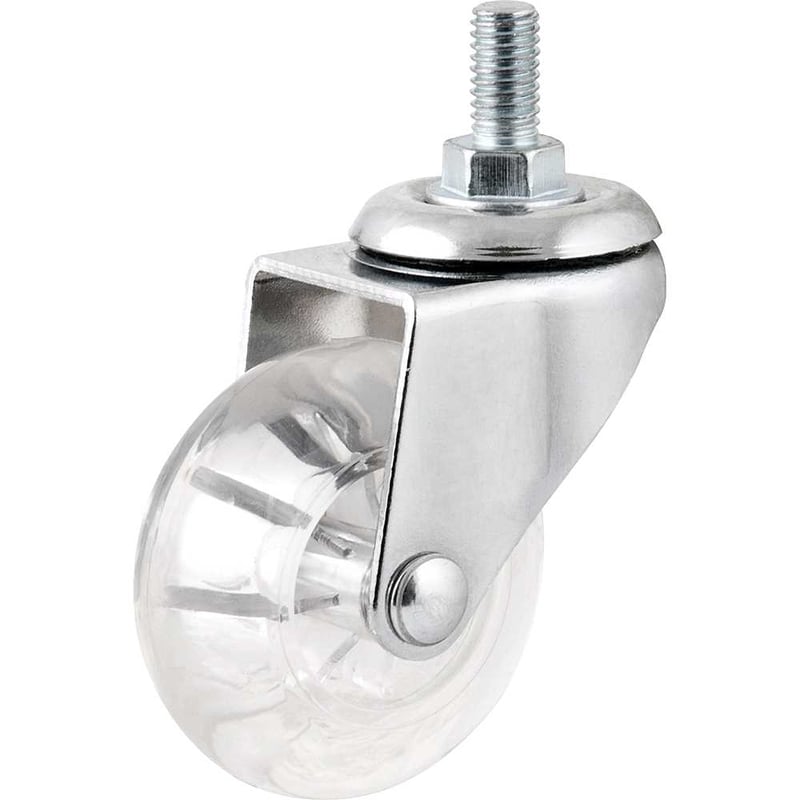 Rodízio giratório leve de poliuretano 1.3/8", com pino, transparente