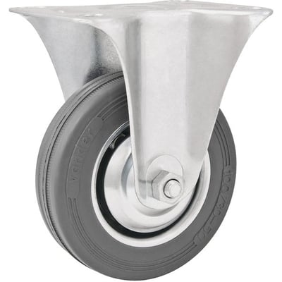 Rodízio fixo leve 3", de borracha, cinza