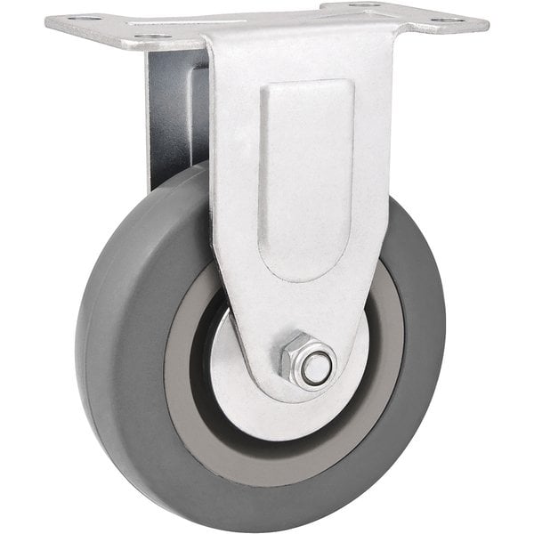 Rodízio fixo industrial leve 2", de borracha e PVC, cinza
