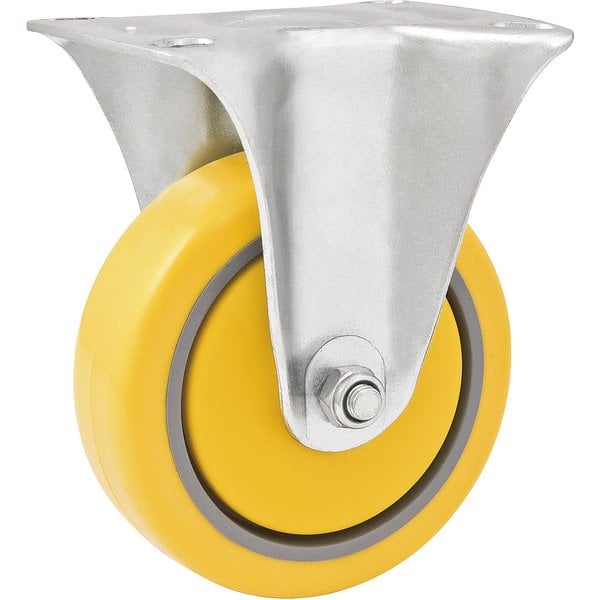 Rodízio fixo industrial leve 3", de poliuretano e PVC, amarelo