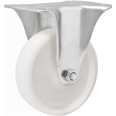 Rodízio fixo industrial leve 8", de nylon, branco