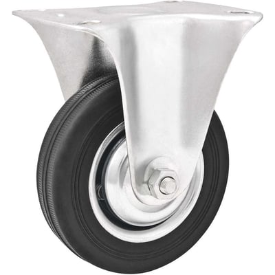 Rodízio fixo leve 4", de borracha, preto