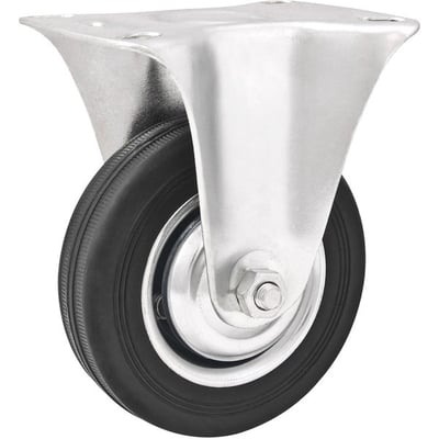 Rodízio fixo leve 6", de borracha, preto