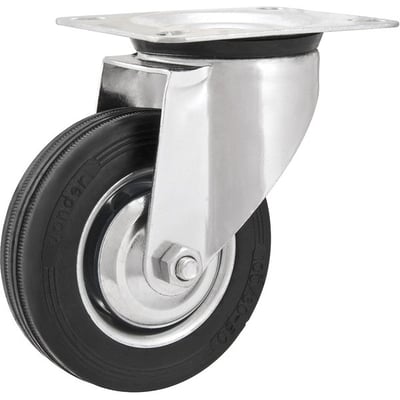 Rodízio giratório leve 8", de borracha, preto