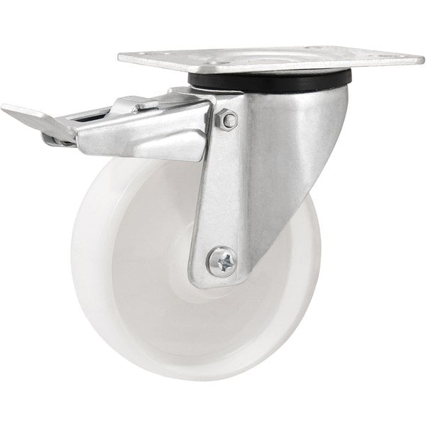 Rodízio giratório 5", de nylon, branco, com freio