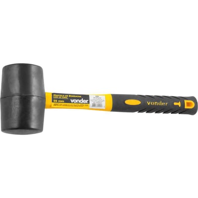 Martelo de borracha 55 mm, cabo em fibra, preto