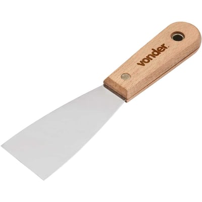 Espátula de aço inox, 1.1/2" - 38 mm, com cabo de madeira