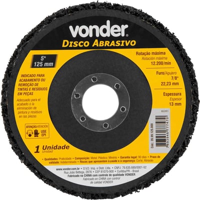 Disco abrasivo 5", furo de 7/8" (22,23 mm)