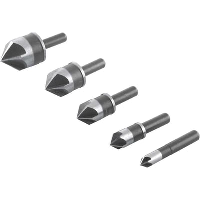Jogo de escareadores de aço rápido, 1/4" a 3/4", com 5 peças