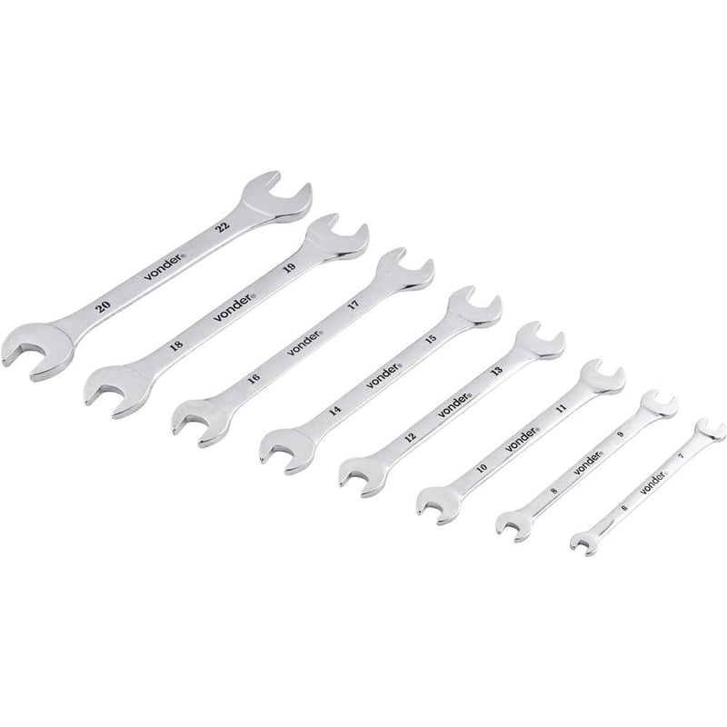 Jogo de chaves fixas, 6 mm a 22 mm cromadas