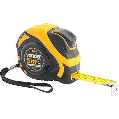 Trena curta de aço, autotrava, 5 m x 19 mm, VONDER Plus