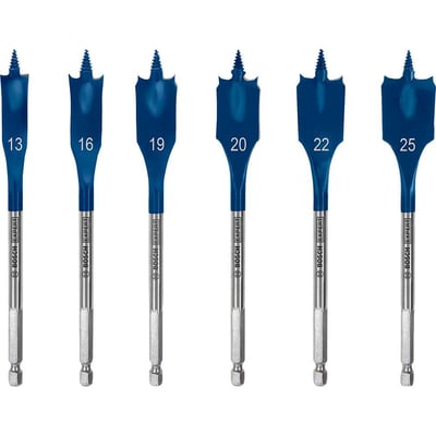Jogo de brocas chatas, com 6 peças, de 13 mm a 25 mm