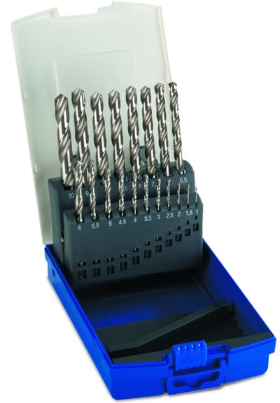 Jogo de brocas de aço rápido (HSS), DIN 338, 1 mm a 10 mm, 19 peças, TW104, TB14893