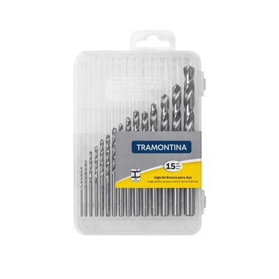 Jogo de brocas de aço rápido DIN 338, 1/16" a 3/8", com 15 peças