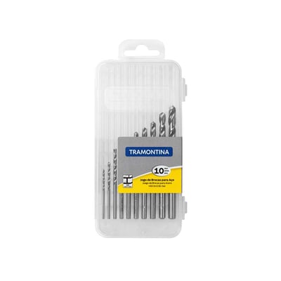Jogo de brocas de aço rápido DIN 338, 1,5 mm a 6 mm, com 10 peças