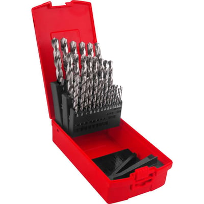 Jogo de brocas de aço rápido DIN 338, 1/16" a 1/2", com 29 peças