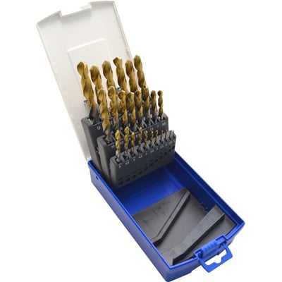Jogo de brocas de aço rápido DIN 338, 1 mm a 13 mm, com 25 peças, TB14900