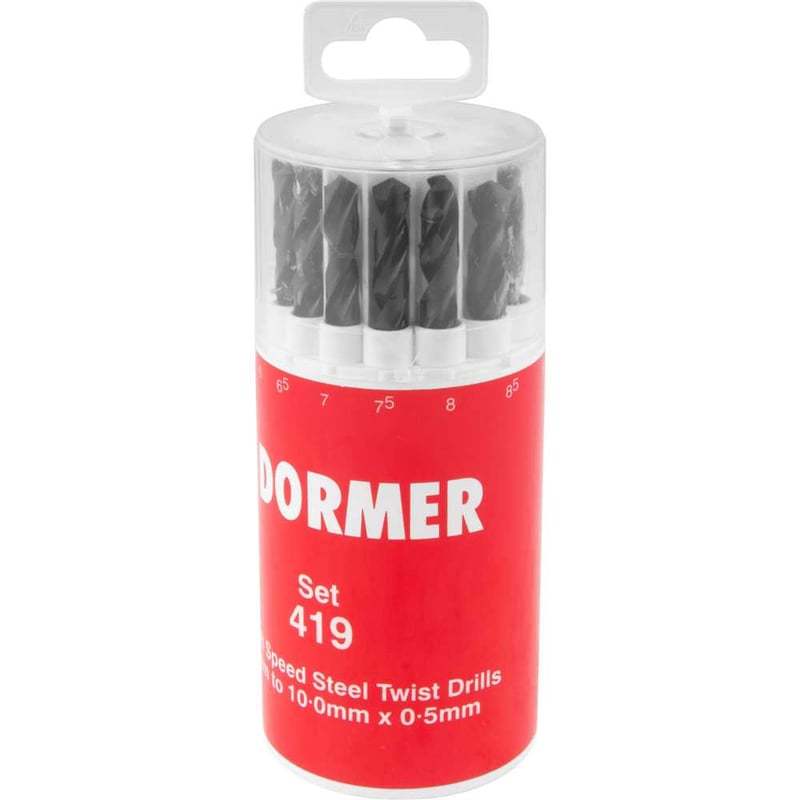 Jogo de brocas de aço rápido DIN 338, 1 mm a 10 mm, com 19 peças