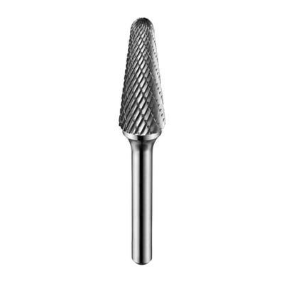 Lima rotativa cônica abaulada, 9,6 mm x 30,0 mm, com haste 6,0 mm