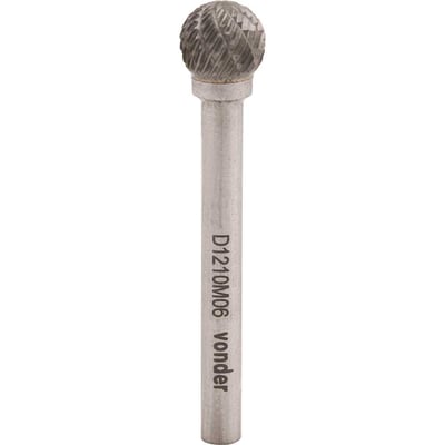 Lima rotativa esférica, 6,0 mm x 6,0 mm, com haste 3,0 mm