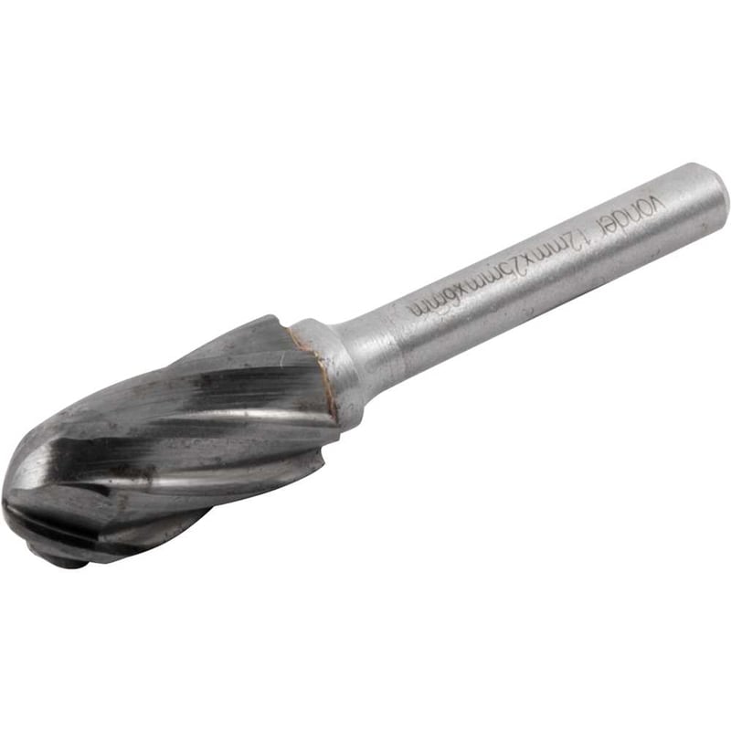 Lima rotativa abaulada, para alumínio 12,0 mm x 25,0 mm, com haste 6,0 mm