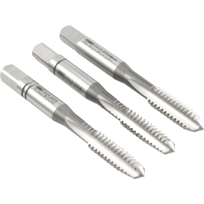 Macho manual de aço rápido 1/4" BSW, jogo com 3 peças