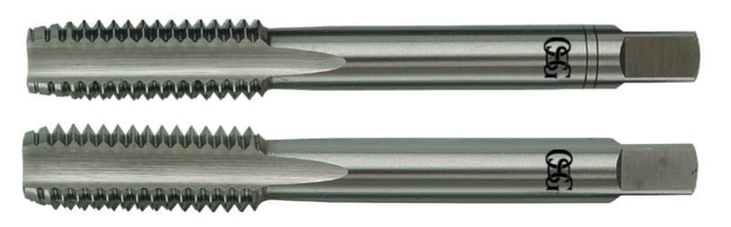 Macho manual de aço rápido 1/4" UNC, jogo com 2 peças