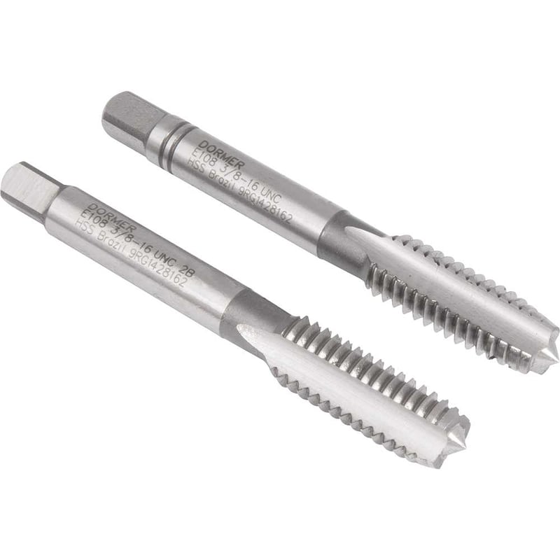 Macho manual de aço rápido 3/8" UNC, jogo com 2 peças