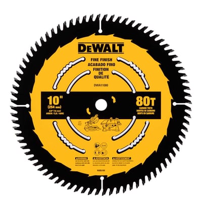 Lâmina de serra circular, 10" (254 mm) x 16,0 mm x 1,75 mm, 80 dentes de metal duro, para madeira, DWA11080