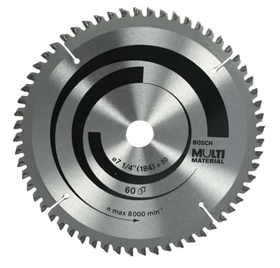 Lâmina de serra circular com dentes de metal duro/vídea, 184 mm x 20 mm, 60 dentes