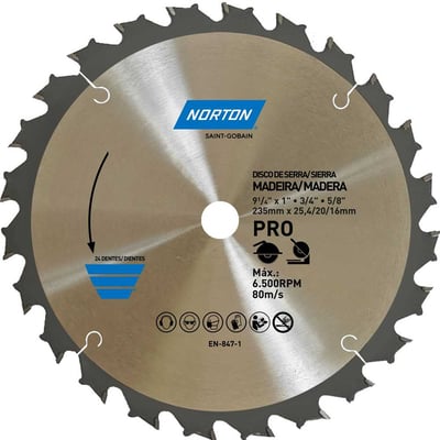 Lâmina de serra circular, 235 mm, furo 25,4 mm/20 mm/16 mm, 24 dentes, 70184632476