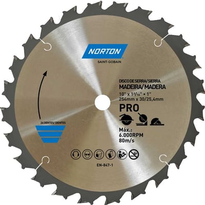 Lâmina de serra circular, 254 mm, furo 30 mm/25,4 mm, 24 dentes, 70184632481
