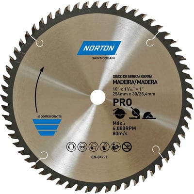 Lâmina de serra circular, 254 mm, furo 30 mm/25,4 mm, 60 dentes, 70184632484