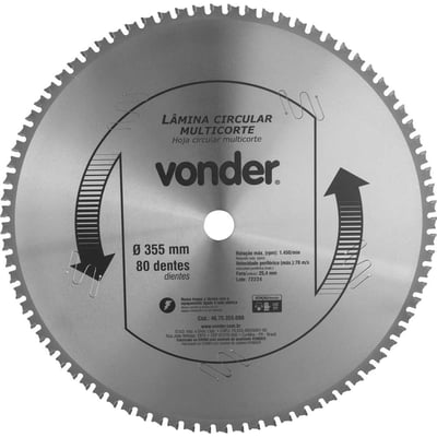 Lâmina circular multicorte, 355 mm x 80 dentes
