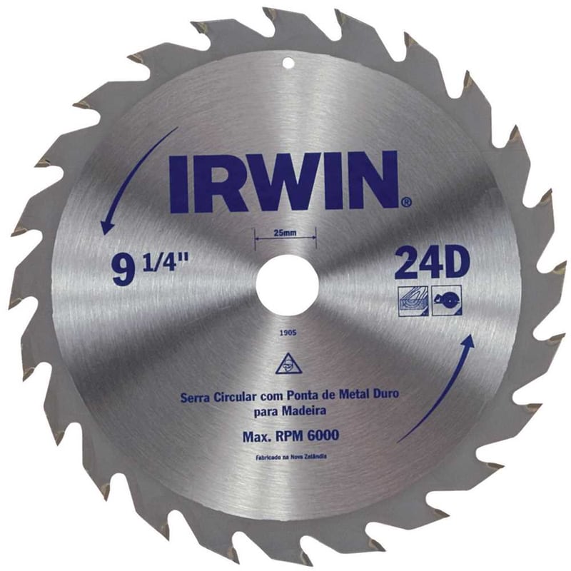 Lâmina de serra circular com dentes de metal duro, 235 mm x 25 mm, 24 dentes, IW14111