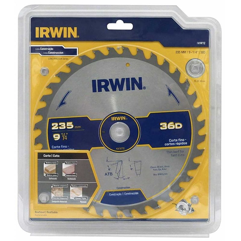 Lâmina de serra circular com dentes de metal duro, 235 mm x 25 mm, 36 dentes, IW14112