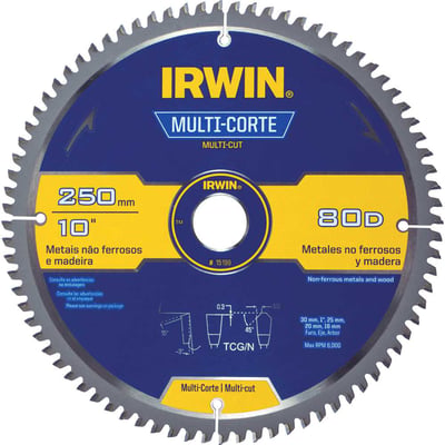 Lâmina de serra circular multicorte, 250 mm x 30 mm, 80 dentes, 15199