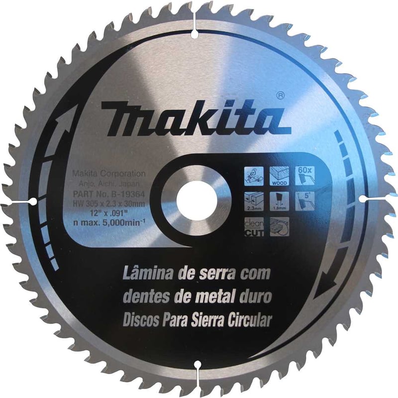 Lâmina de serra circular com dentes de metal duro, 305 mm x 30 mm, 60 dentes