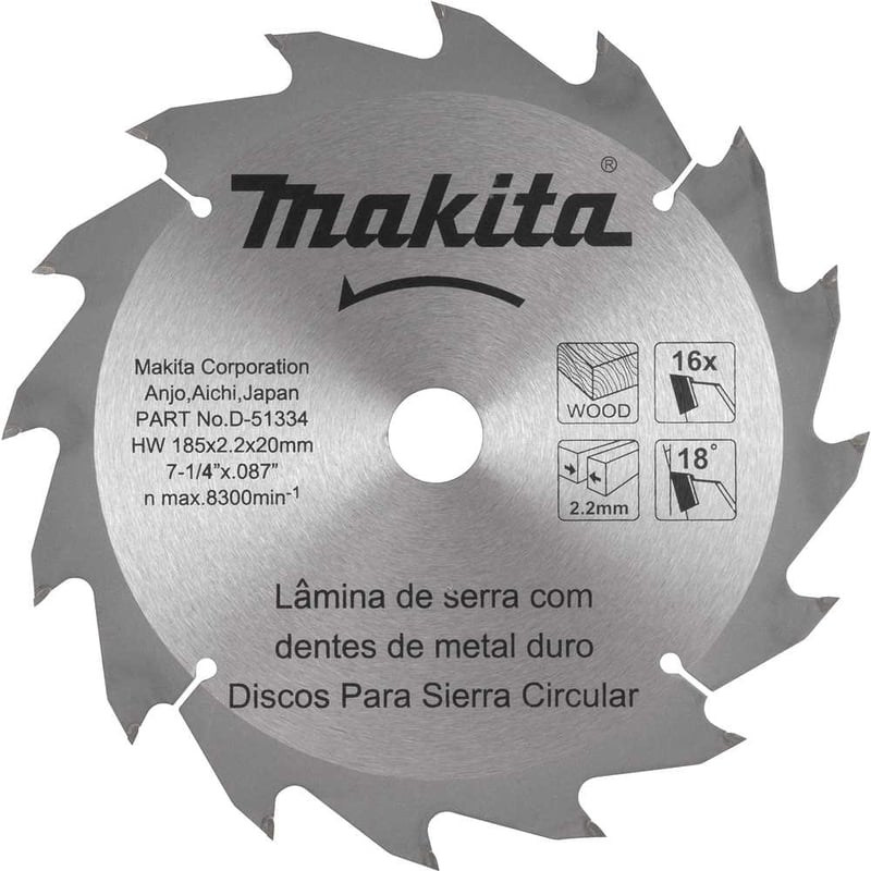 Lâmina de serra circular com dentes de metal duro, 185 mm x 20 mm, 16 dentes
