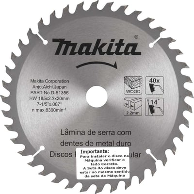 Lâmina de serra circular com dentes de metal duro, 185 mm x 20 mm, 40 dentes
